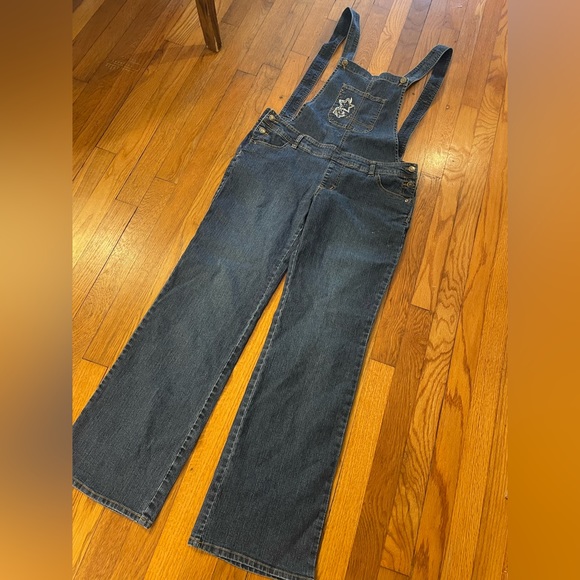 Blue Denim Jean Bib Overalls Juniors 13 By Hip Jeans Waist 36 Inseam 31 Pockets - Picture 2 of 6